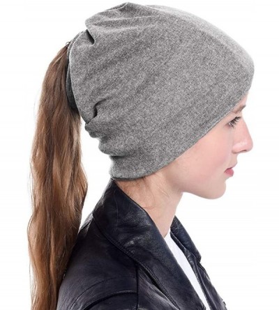 Skullies & Beanies New Messy Bun Ponytail Winter Beanie Hat for Women Slouchy Beanie with Hair Hole for Indoor and Running Sp...