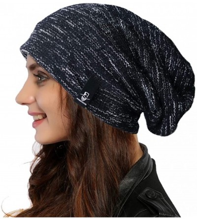 Skullies & Beanies Women Oversized Slouchy Beanie Knit Hat Colorful Long Baggy Skull Cap for Winter - B413-black - CY1925GWQ4...
