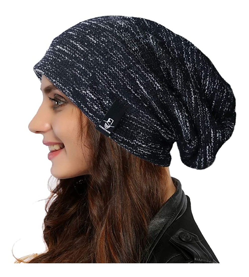 Skullies & Beanies Women Oversized Slouchy Beanie Knit Hat Colorful Long Baggy Skull Cap for Winter - B413-black - CY1925GWQ4...