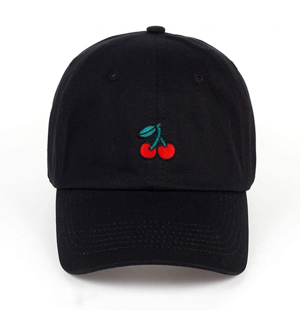 Baseball Caps Strawberry Cherry Baseball Hat- Embroidered Dad Cap- Unstructured Soft Cotton- Adjustable Strap Back (Black 1) ...