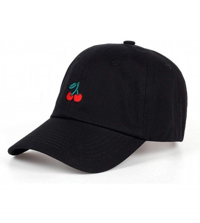 Baseball Caps Strawberry Cherry Baseball Hat- Embroidered Dad Cap- Unstructured Soft Cotton- Adjustable Strap Back (Black 1) ...