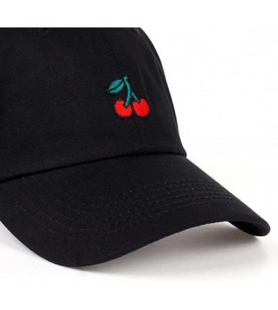 Baseball Caps Strawberry Cherry Baseball Hat- Embroidered Dad Cap- Unstructured Soft Cotton- Adjustable Strap Back (Black 1) ...