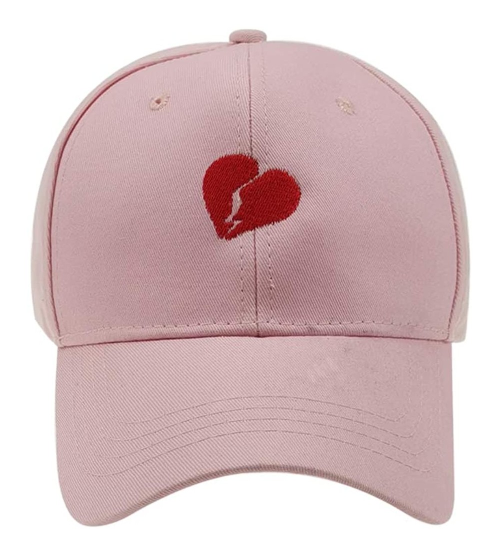 Baseball Caps New Broken Heart Dad Embroidered Baseball Cap Adjustable Black Love hat Unisex Hip hop hat - Pink - C318LKDT6K2...