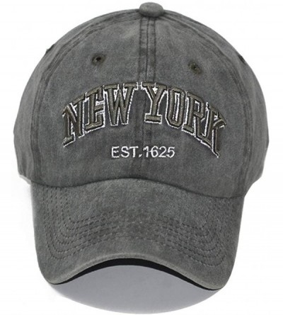 Baseball Caps Baseball Hat New-York Distressed-Adjustable-Strapback - Washed Cotton Dad Hat Unisex - Olive Green - CK18QUR2TC...