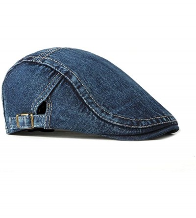 Newsboy Caps Men's Denim Newsboy Hats Adjustable Ivy Gatsby Cabbie Driving Cap MZM0099 - Dark Blue - CN18UCGO7TL $11.65