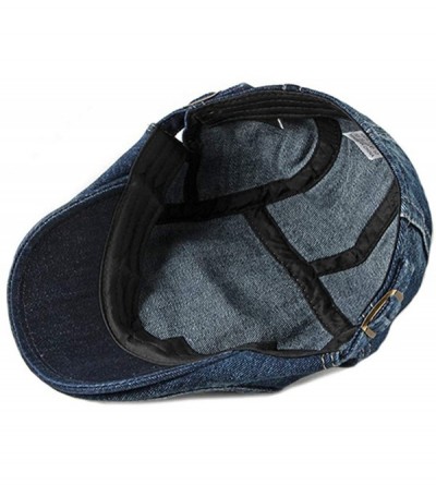 Newsboy Caps Men's Denim Newsboy Hats Adjustable Ivy Gatsby Cabbie Driving Cap MZM0099 - Dark Blue - CN18UCGO7TL $11.65