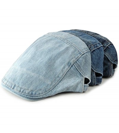 Newsboy Caps Men's Denim Newsboy Hats Adjustable Ivy Gatsby Cabbie Driving Cap MZM0099 - Dark Blue - CN18UCGO7TL $11.65