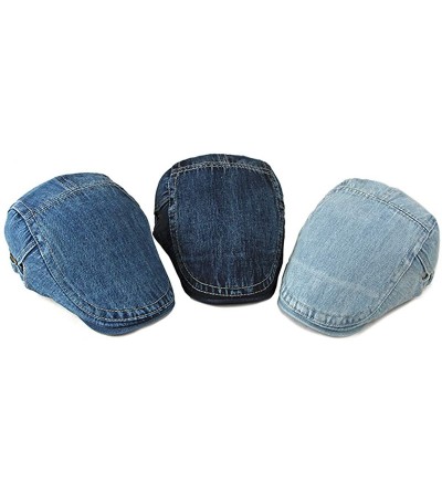 Newsboy Caps Men's Denim Newsboy Hats Adjustable Ivy Gatsby Cabbie Driving Cap MZM0099 - Dark Blue - CN18UCGO7TL $11.65