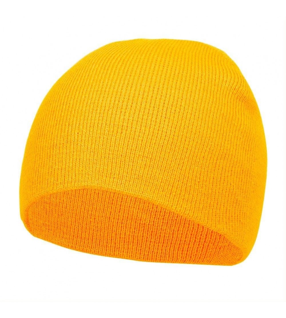 Skullies & Beanies Short Cuffless Beanies - Yellow Gold - CI112PDLX2B $11.75