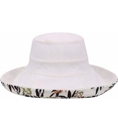 Sun Hats Sun Hat for Women UPF50+ Summer Beach Hat Wide Brim Foldable Bucket Hat - White/Leaf - CA18ROU7AOZ $20.19