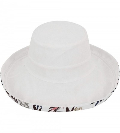 Sun Hats Sun Hat for Women UPF50+ Summer Beach Hat Wide Brim Foldable Bucket Hat - White/Leaf - CA18ROU7AOZ $20.19