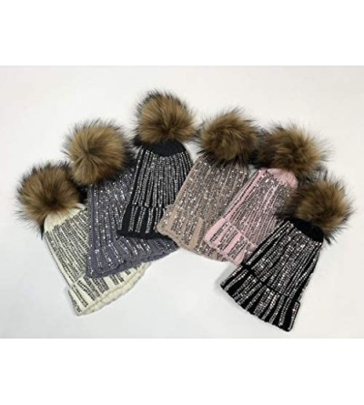 Skullies & Beanies Women's Winter Hat Warm with Detachable Pom Knit Beanie Hat - Heather Grey - C618KMCTHHD $8.32