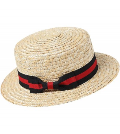 Cowboy Hats Men's 1920s Brim Boater Hat Gatsby Straw Hat 20s Costume Accessories - Red and Black - C618DWEX8GE $24.50