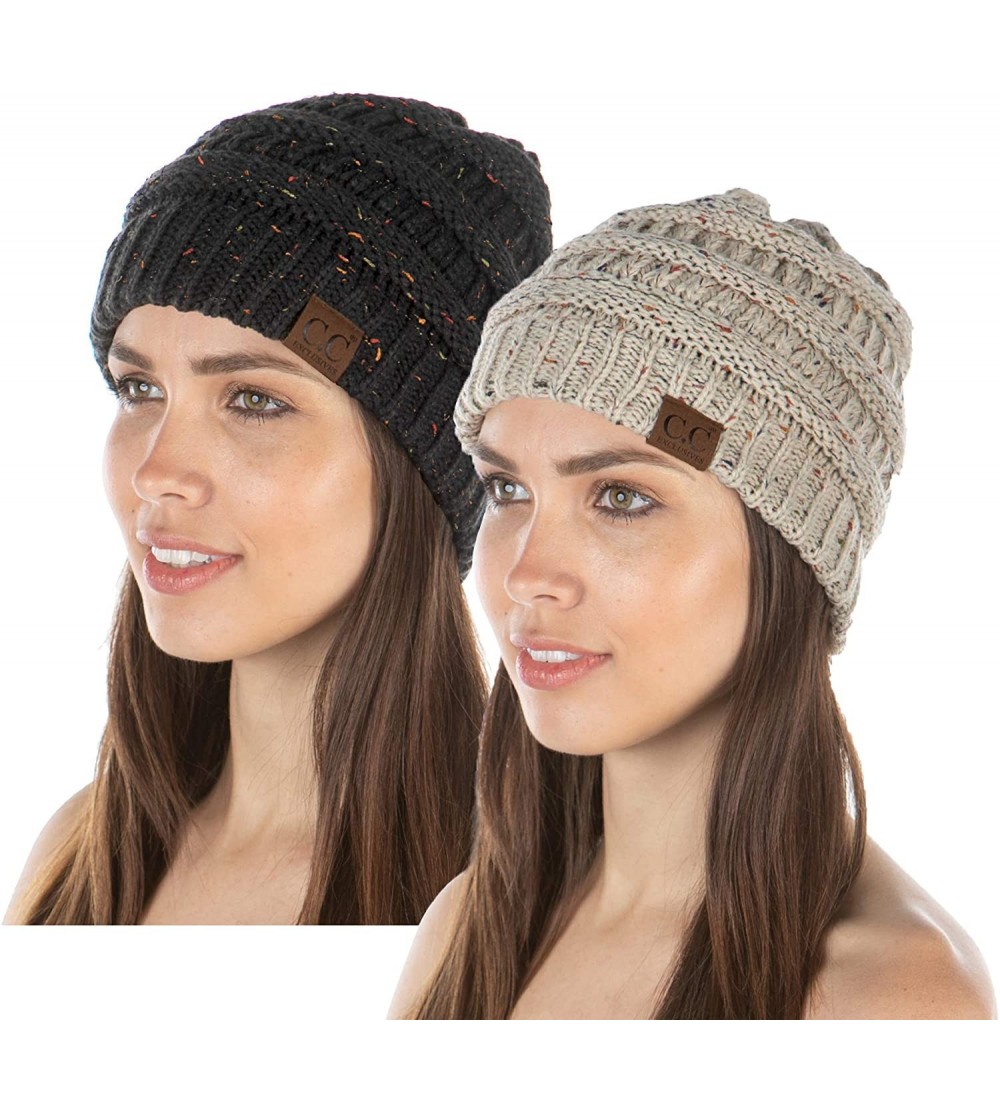 Skullies & Beanies Regular 2-Pack Bundle - CONFETTI - Oatmeal- Charcoal - CX18YM644RW $16.74