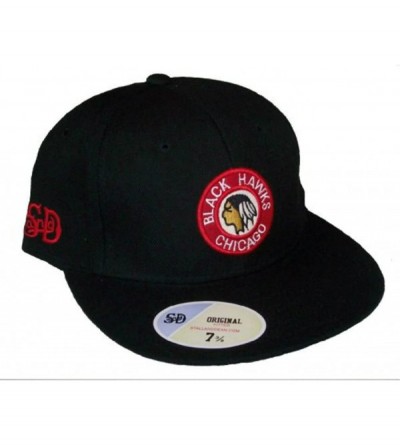 Baseball Caps Chicago Blackhawks Vintage Logo Black Fitted 7 1/4 Hat Cap - CG1842RKEZQ $46.74