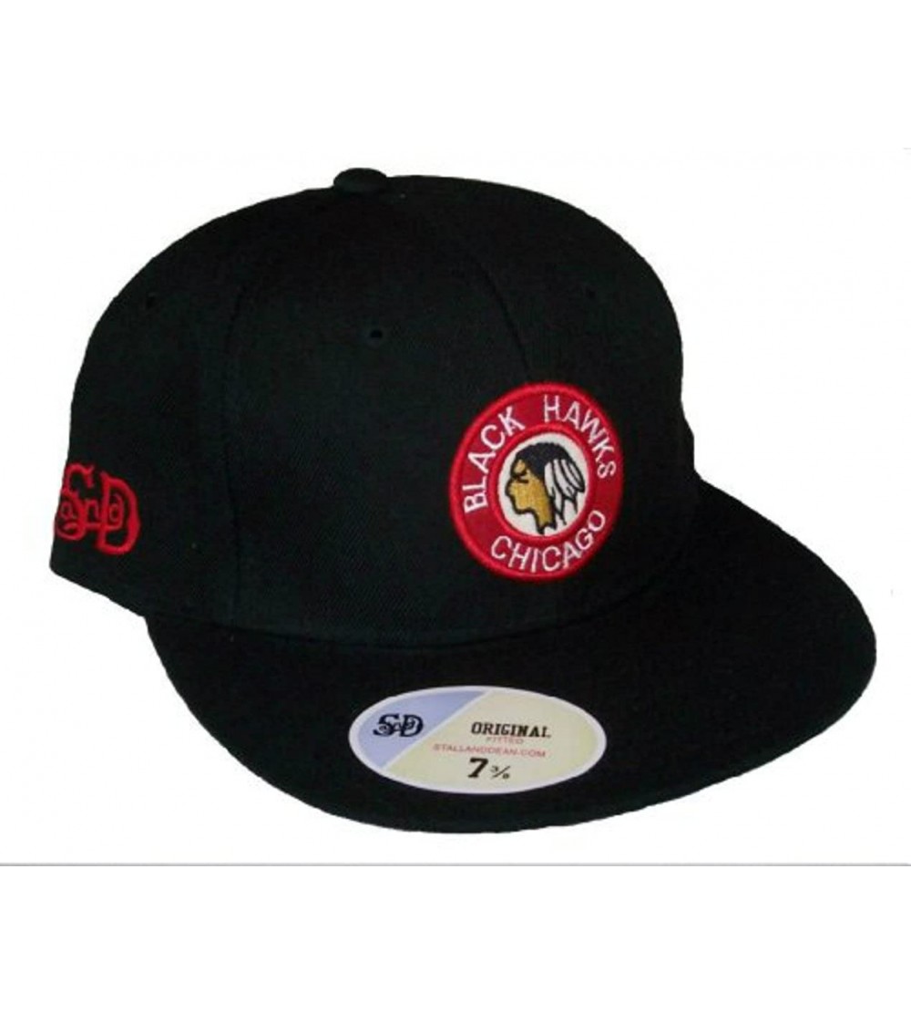 Baseball Caps Chicago Blackhawks Vintage Logo Black Fitted 7 1/4 Hat Cap - CG1842RKEZQ $42.75