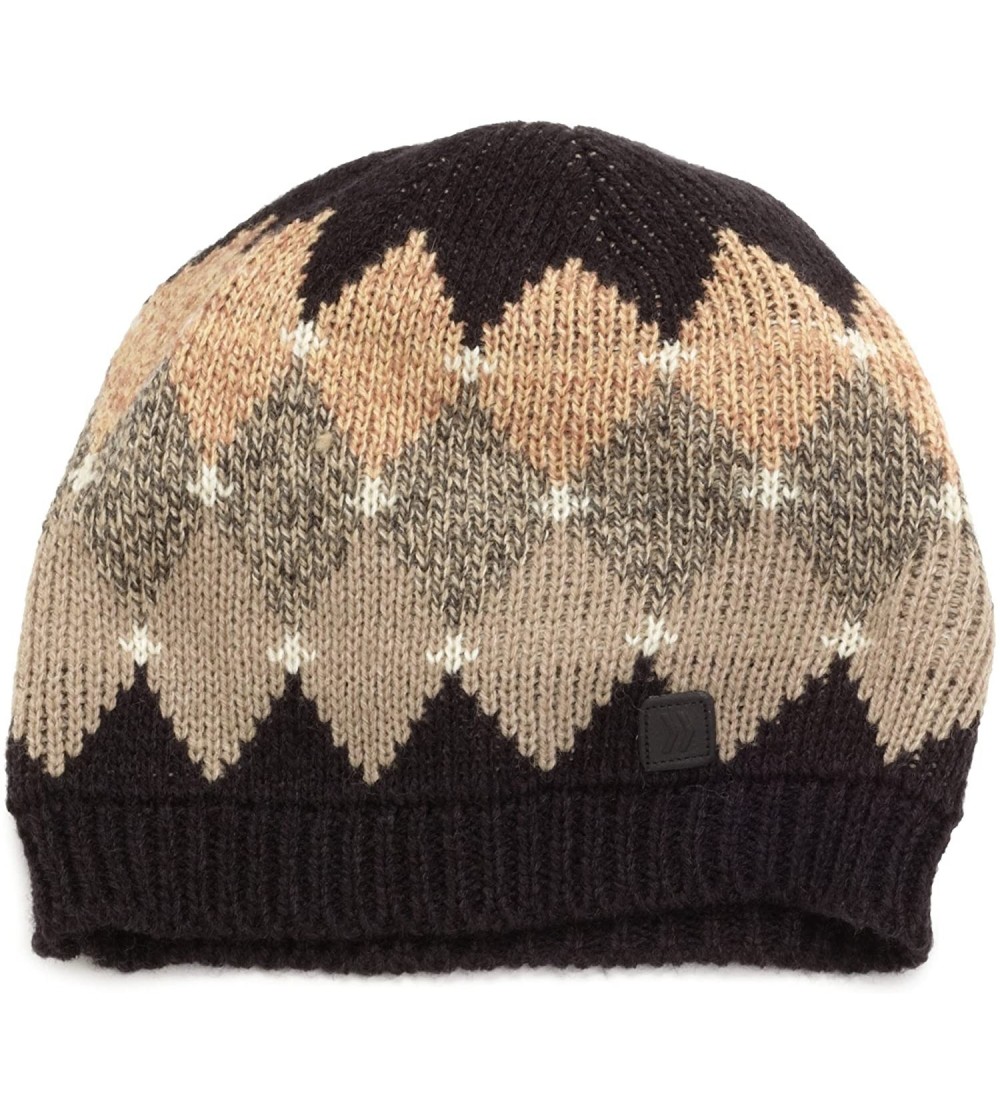 Skullies & Beanies Men's Acrylic Wool Argyle Pull-on hat - Black - CR116CQ8MYT $12.02