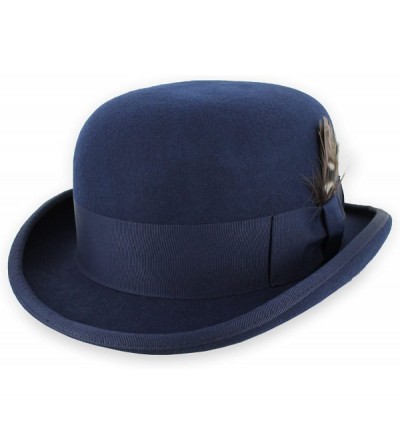 Fedoras Belfry Bowler Derby 100% Pure Wool Theater Quality Hat in Black Brown Grey Navy Pearl Green - Navy - C61803K7QYL $39.09