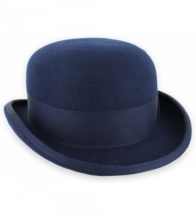 Fedoras Belfry Bowler Derby 100% Pure Wool Theater Quality Hat in Black Brown Grey Navy Pearl Green - Navy - C61803K7QYL $39.09