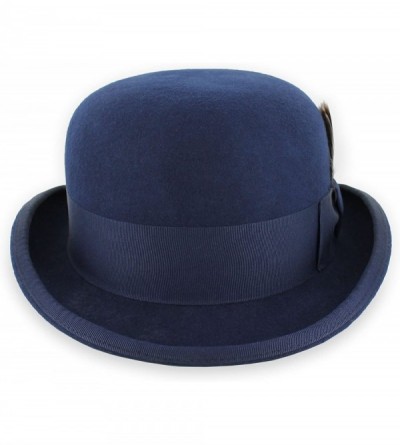 Fedoras Belfry Bowler Derby 100% Pure Wool Theater Quality Hat in Black Brown Grey Navy Pearl Green - Navy - C61803K7QYL $39.09