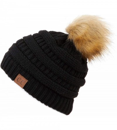 Skullies & Beanies Hatsandscarf Exclusives Unisex Solid Ribbed Beanie with Pom (HAT-43) - CT12O52HH3D $15.20