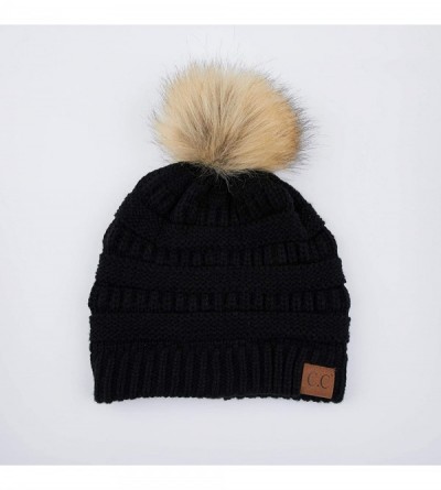 Skullies & Beanies Hatsandscarf Exclusives Unisex Solid Ribbed Beanie with Pom (HAT-43) - CT12O52HH3D $15.20