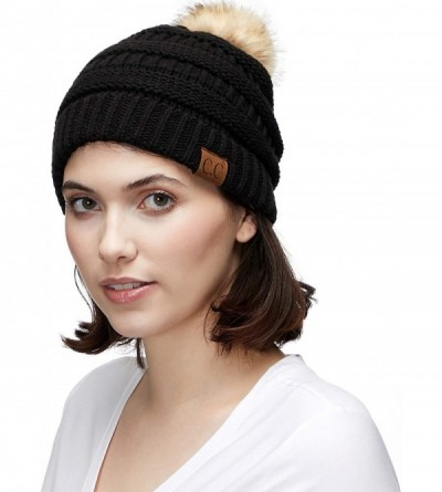 Skullies & Beanies Hatsandscarf Exclusives Unisex Solid Ribbed Beanie with Pom (HAT-43) - CT12O52HH3D $15.20