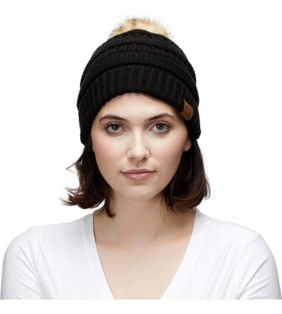 Skullies & Beanies Hatsandscarf Exclusives Unisex Solid Ribbed Beanie with Pom (HAT-43) - CT12O52HH3D $15.20