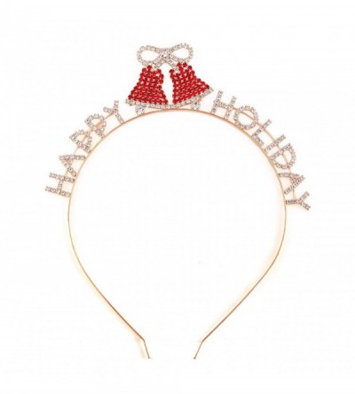 Headbands Christmas Headbands For Women Sparkly Christmas Bow Happy Holiday Party Headbands Headwear (gold) - gold - C418KL3M...