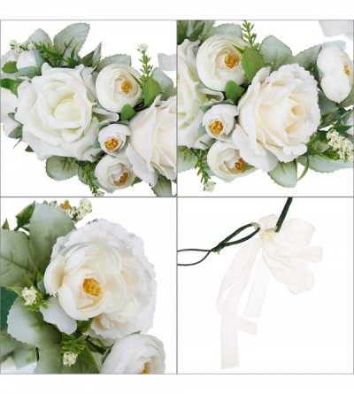 Headbands Bohemia Big Lilies Floral Crown Party Wedding Hair Wreaths Hair Bands Flower Headband (Cream white) - Cream white -...