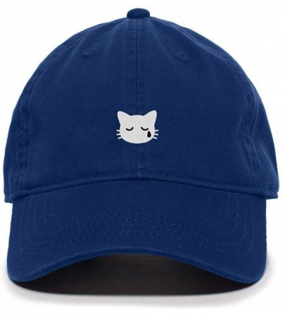 Baseball Caps Crying Cat Baseball Cap Embroidered Cotton Adjustable Dad Hat - Royal Blue - CM18AEKXTOH $11.54