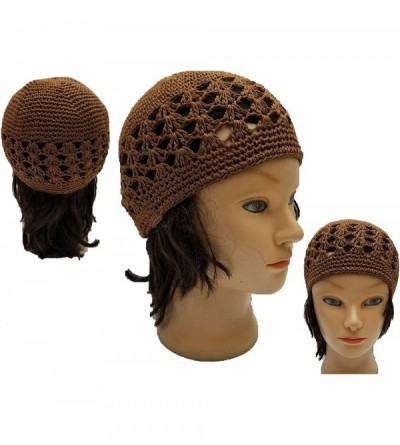 Skullies & Beanies Kufi Hat Skull Cap Islamic Muslim Prayer Hat Skull Chemo Cap Beanie Hats Turban - Brown - CJ18HE0OLUX $8.87