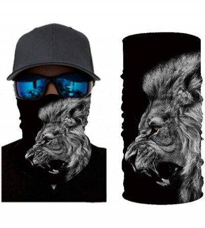 Balaclavas Cool Wolf Lion Print Bandana Balaclava Face Mask Neck Gaiter Scarf Headband for Men Women - Black Lion - CP197XMIE...