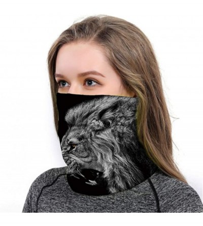 Balaclavas Cool Wolf Lion Print Bandana Balaclava Face Mask Neck Gaiter Scarf Headband for Men Women - Black Lion - CP197XMIE...