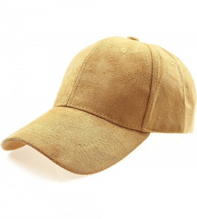 Sun Hats Classic Faux Leather Suede Adjustable Plain Baseball Cap - 2 Dark Beige - CQ12NRDPC0Q $10.67