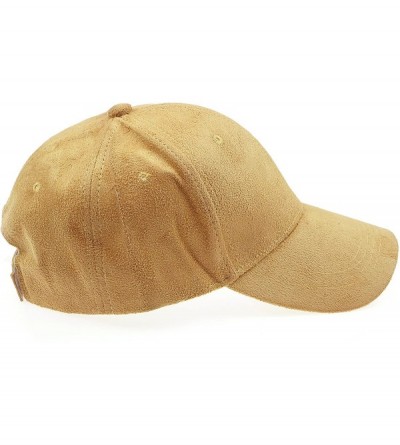 Sun Hats Classic Faux Leather Suede Adjustable Plain Baseball Cap - 2 Dark Beige - CQ12NRDPC0Q $10.67