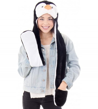 Skullies & Beanies 3-in-1 Multi-Functional Animal Hat- Scarf- Mitten Combo - Black/White Penguin - CW11Q470EDD $16.50