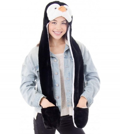 Skullies & Beanies 3-in-1 Multi-Functional Animal Hat- Scarf- Mitten Combo - Black/White Penguin - CW11Q470EDD $16.50