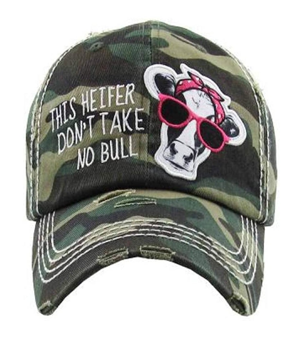 Baseball Caps Adjustable Ladies Womens Baseball Cap Heifer Cow Hat - Camo Dont Take No Bull - C118RYM3NOX $15.41