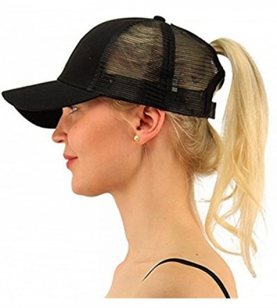 Baseball Caps Ponytail Cap Messy Trucker Adjustable Visor Baseball Cap Hat Unisex - Black - CR18DYND3RK $11.31