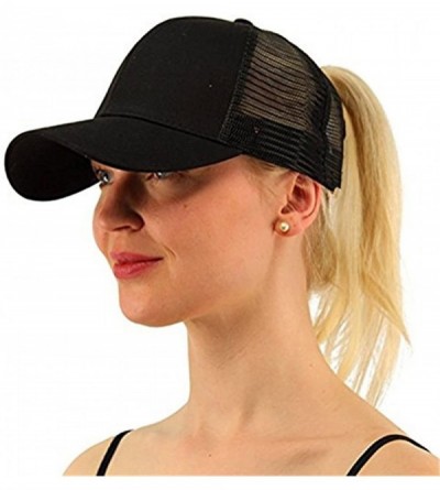 Baseball Caps Ponytail Cap Messy Trucker Adjustable Visor Baseball Cap Hat Unisex - Black - CR18DYND3RK $11.31