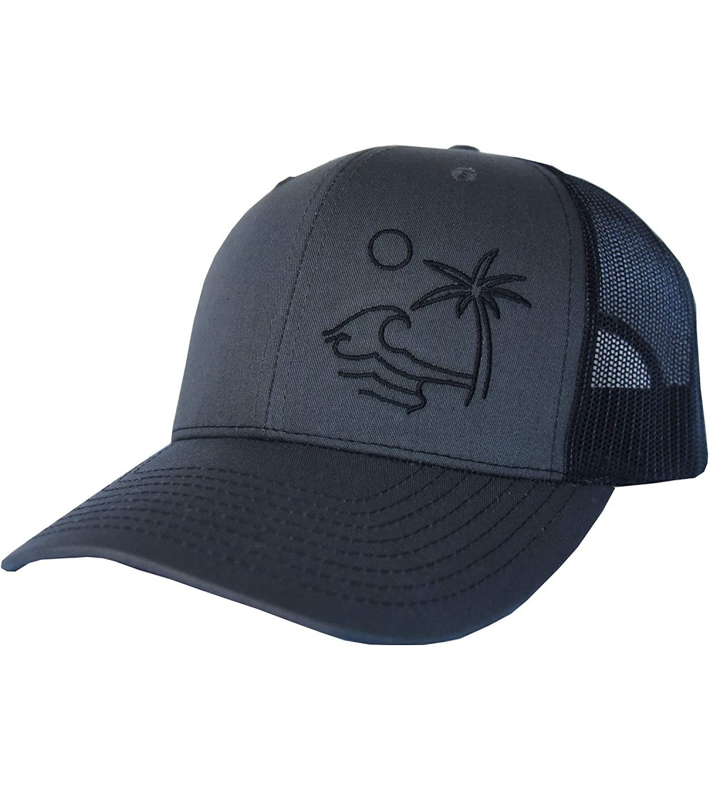 Baseball Caps Outdoor Trucker Hat Snapback - Surf Beach Design - Charcoal/Black - CS18UXK2MY3 $18.63
