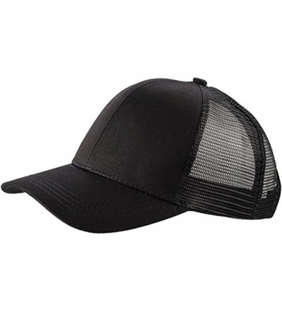 Baseball Caps Ponytail Cap Messy Trucker Adjustable Visor Baseball Cap Hat Unisex - Black - CR18DYND3RK $11.31