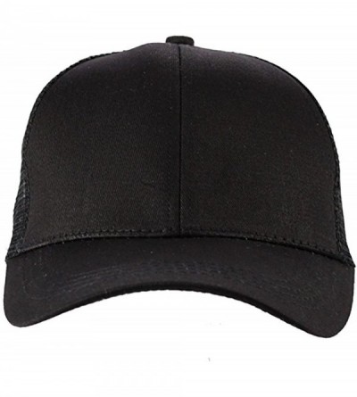 Baseball Caps Ponytail Cap Messy Trucker Adjustable Visor Baseball Cap Hat Unisex - Black - CR18DYND3RK $11.31