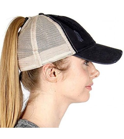 Baseball Caps Baseball Cap for Women- High Bun Ponytail Adjustable- Mesh Trucker Hats Faux Leather Distressed Washed Leopard ...