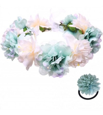 Headbands Flower Crown Floral Hair Wreath Wedding Headband Festival Garland - Lightblue - CI18QO8OQEI $23.73