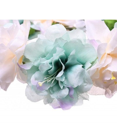 Headbands Flower Crown Floral Hair Wreath Wedding Headband Festival Garland - Lightblue - CI18QO8OQEI $12.55