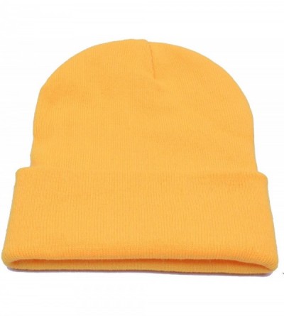 Skullies & Beanies Warm Winter Hat Knit Beanie Skull Cap Cuff Beanie Hat Winter Hats for Men - Yellow - CU12J0HQA3F $7.56