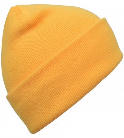 Skullies & Beanies Warm Winter Hat Knit Beanie Skull Cap Cuff Beanie Hat Winter Hats for Men - Yellow - CU12J0HQA3F $7.56