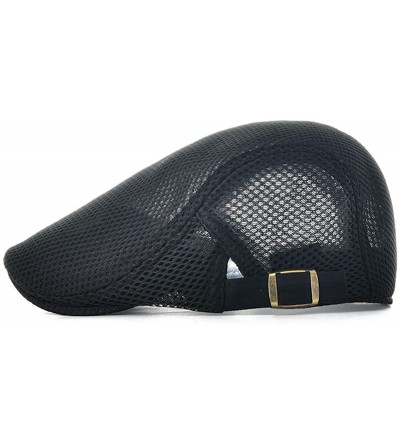 Newsboy Caps Men Breathable Mesh Summer Hat Newsboy Beret Ivy Cap Cabbie Flat Cap - Black - CA17YAXT48T $11.13